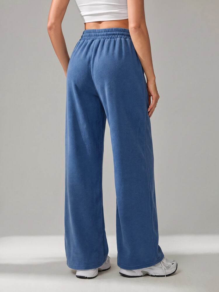 SHEIN Tall Women's Casual Drawstring Waist Long Pants For Daily Wear And Vacation - Blue - View 2