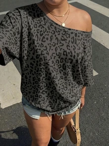 Muchica 大尺碼灰色不對稱肩上衣 正式度假海灘夏季休閒傳統西式 - 彩色 - 查看 5