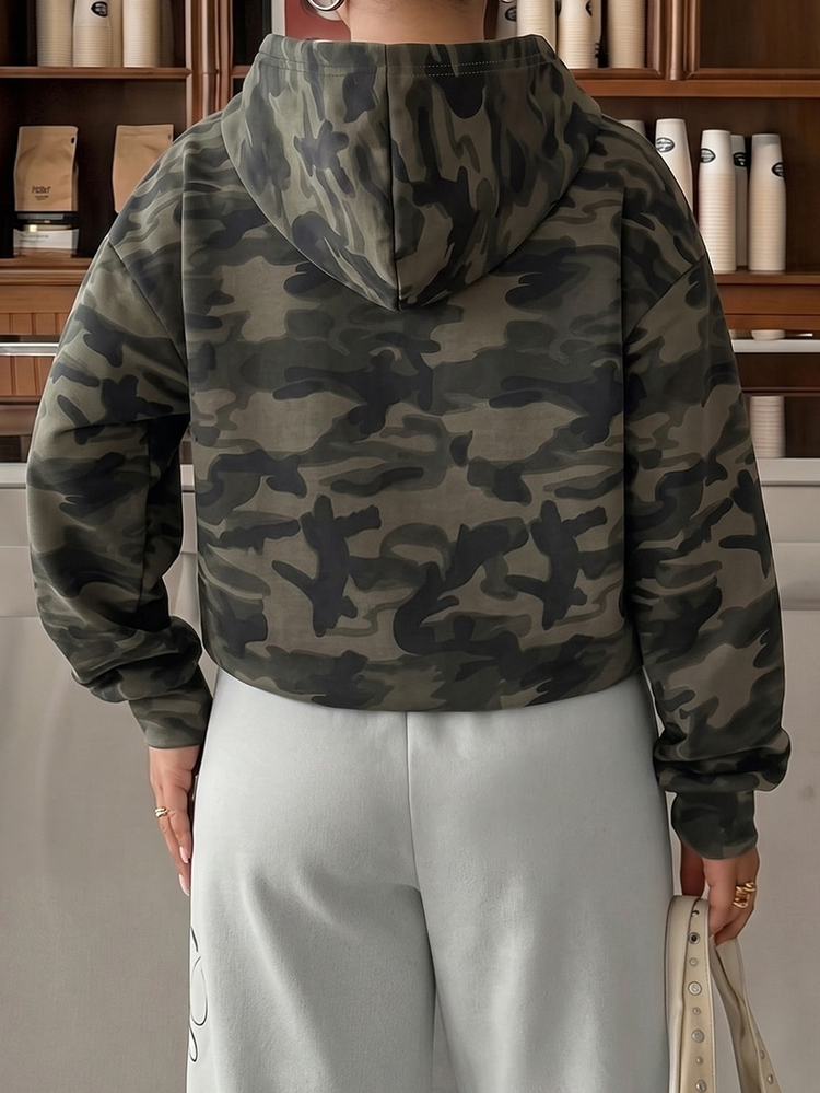 Muchica Plus Size Women's Camouflage Casual Versatile Everyday Sweatshirt Winter - Multicolor - View 2