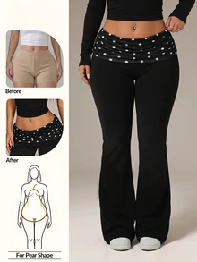 SHEIN PETITE CURVE Plus Size French Style Versatile Polka Dot Print Pleated Flared Pants Fall - Black - View 9