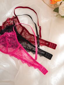 SHEIN Set Lingerie Wanita Berenda dengan Kawat Penyangga dan Cup Tipis yang Nyaman (6 Set) - MultiWarna - View 4