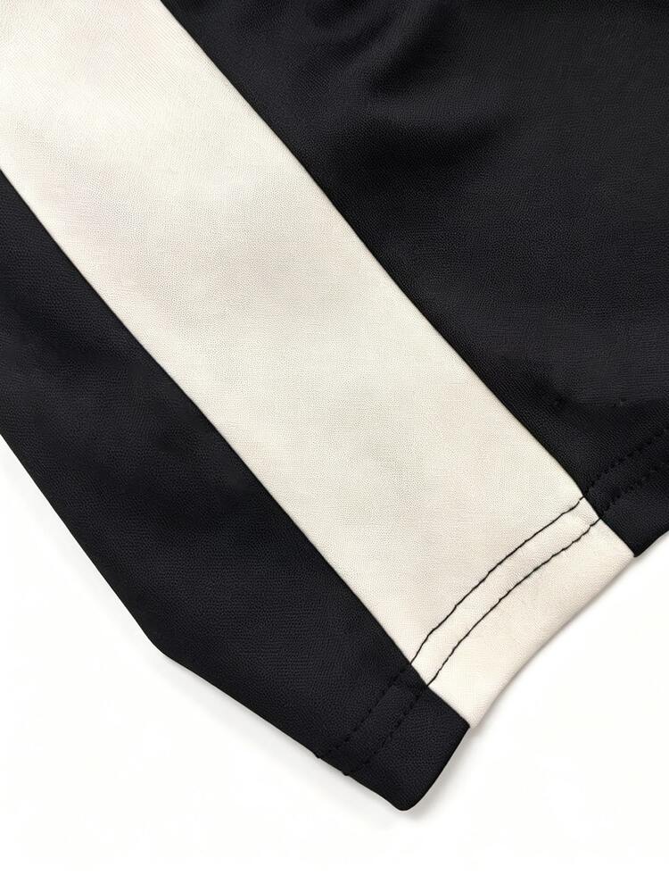 SHEIN 女款立領拼色休閒派對洋裝 - 黑與白 - 查看 7