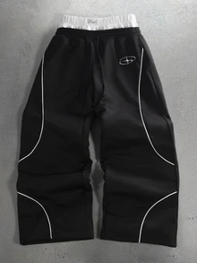 Manfinity Hypemode Men's Colorblock Casual Versatile Daily Wear Sweatpants - Black - View 2