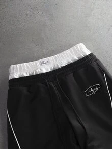 Manfinity Hypemode Men's Colorblock Casual Versatile Daily Wear Sweatpants - Black - View 4