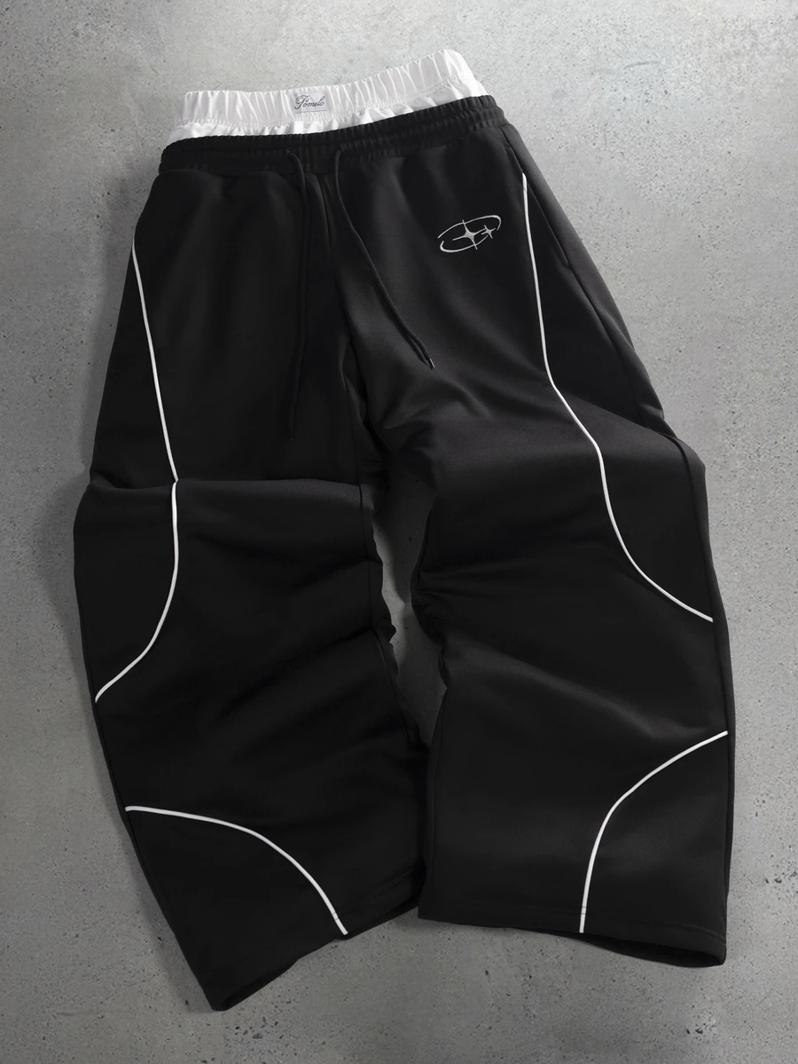 Manfinity Hypemode Men's Colorblock Casual Versatile Daily Wear Sweatpants - Black - View 1