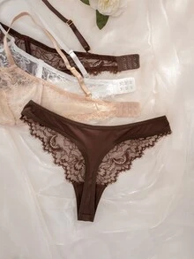 SHEIN 6pcs Women Lace Underwire Comfortable Bra Sets - Multicolor - View 5