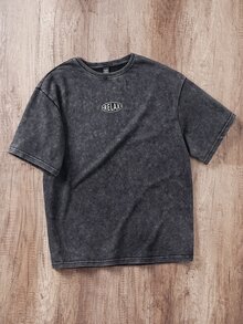 OldRiff 黑色雪花刺繡字母簡約 T 恤，適合外出、校園穿著，送給朋友的禮物 - 黑色 - 查看 7