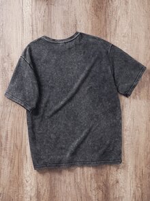 OldRiff 黑色雪花刺繡字母簡約 T 恤，適合外出、校園穿著，送給朋友的禮物 - 黑色 - 查看 3