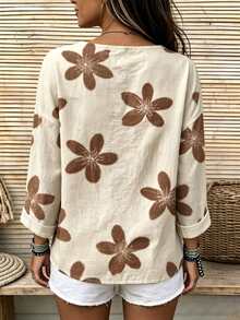 Bytebia Bytebia Floral Digital Print Fashion Casual Regular Fit Women's Long Sleeve Shirt - Multicolor - View 2