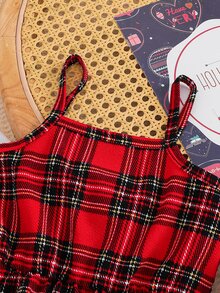 SHEIN 女童針織素色休閒開襟衫與格紋肩帶洋裝 2 件套 - 彩色 - 查看 12