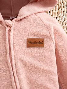 SHEIN Baby Girl Autumn/Winter Double-Sided Fleece Hooded Jumpsuit, Cute Casual Everyday Wear - Pink - View 7