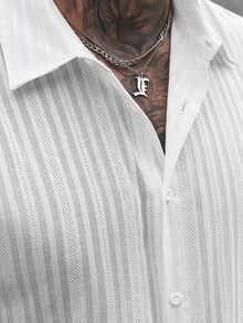 SLATEMANN Camisa casual de manga larga con botones delanteros de unicolor para hombre - Blanco - Ver 6