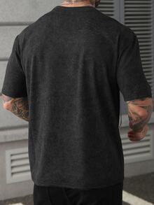 SLATEMANN Men's Casual Street Loose Fit Short Sleeve T-Shirt, Holiday - Dark Grey - View 5