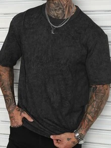 SLATEMANN Men's Casual Street Loose Fit Short Sleeve T-Shirt, Holiday - Dark Grey - View 2