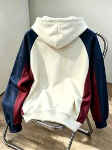 Daypath Men's Double H Creative Design Small Pattern Crew Neck Colorblock Long Sleeve Double Layer Hooded Sweatshirt, Fashion Casual Versatile Sporty Style Long Sleeve Men's Double Layer Hooded Sweatshirt - Multicolor - View 2