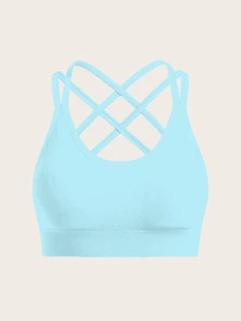 SHEIN Sports Women Sports Bras - Baby Blue - View 4
