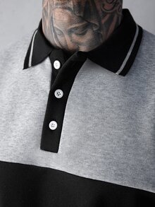 SLATEMANN Men's Button-Up Long Sleeve Striped Pullover Sweatshirt Quarter Zip Going Out Casual Color Block Sweatshirt, For Friends, Husband, Boyfriend Gifts, For Fall - Grey - View 6