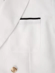 Manfinity Bizformal 男士白色商務西裝外套，金色鈕扣，成熟舒適，春夏款，正式 - 白色 - 查看 6