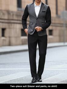 Calvornis Men's Contrast Color Lapel NeckLong Sleeve Jacket And Pants Casual Suit Set - Multicolor - View 4