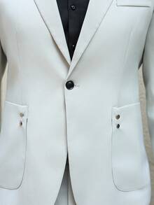 Manfinity Bizformal Minimalist Suit Set - Suitable For Workplace Professional To Casual Street Style, Perfect Gift For Boyfriend, Husband, Best Friend - Beige - View 7