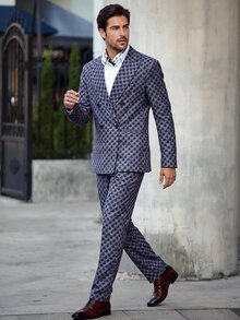 Manfinity Bizformal Conjunto de traje de moda para hombre - Gris - Ver 1