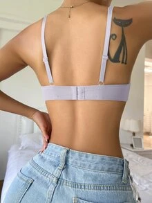 DesireSculpt 1 件女士纯色钢圈文胸 - 淡紫色 - 查看 6