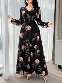 Feyla 新款玫瑰花优雅迷人优雅高端束腰女士连衣裙 - 彩色 - 查看 4