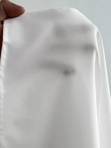 Elenzga 大码女式纯色纽扣衬衫 - 白色 - 查看 8
