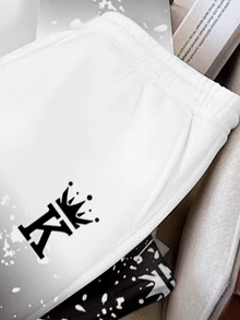 OldRiff 2 件男士休闲渐变色连帽衫和裤子运动服套装，秋季服装 - 白色 - 查看 6