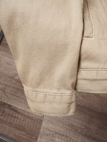 OldRiff Men Flap Pocket Denim Jacket Without Hoodie, For Fall - Khaki - View 4