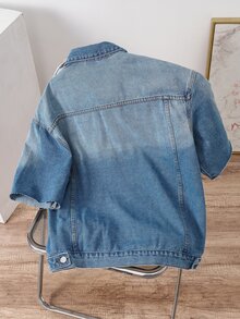 OldRiff Men's Loose Denim Short Sleeve Top - Medium Wash - View 3