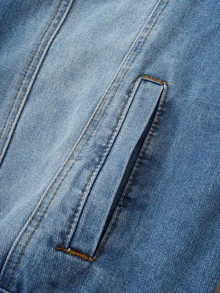 OldRiff Men's Loose Denim Short Sleeve Top - Medium Wash - View 6