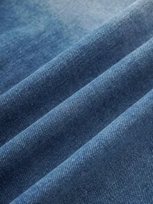 OldRiff Men's Loose Denim Short Sleeve Top - Medium Wash - View 7