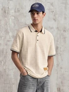 Manfinity Joysei Men's Regular Fit Short Sleeve Half-Placket Casual Summer Polo Shirt - Apricot - View 1