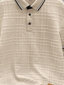 Manfinity Joysei Men's Regular Fit Short Sleeve Half-Placket Casual Summer Polo Shirt - Apricot - View 4