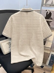 Manfinity Joysei Men's Regular Fit Short Sleeve Half-Placket Casual Summer Polo Shirt - Apricot - View 2