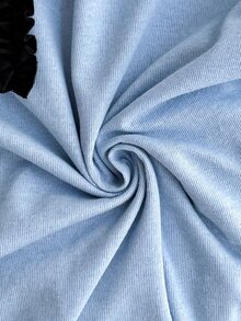 SHEIN Cottnline Light Blue Contrast Detail Casual Simple Pajama Set Lounge Autumn - Blue - View 7