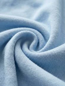 SHEIN Cottnline Light Blue Contrast Detail Casual Simple Pajama Set Lounge Autumn - Blue - View 2