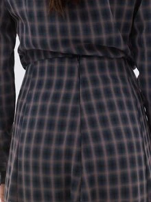 KÆRIA Hus High Waist A-Line Maxi Skirt - Refined Stretch Woven - Navy Brown Check , Tailored - Blue - View 7