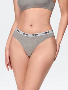 Bonmuse 3/5pcs Black & White Contrast Color Seamless Pure Cotton Comfortable Sports Thong - Multicolor - View 2