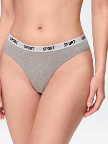 Bonmuse 3/5pcs Black & White Contrast Color Seamless Pure Cotton Comfortable Sports Thong - Multicolor - View 4