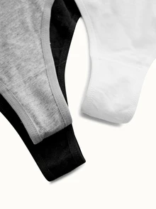 Bonmuse 3/5pcs Black & White Contrast Color Seamless Pure Cotton Comfortable Sports Thong - Multicolor - View 9