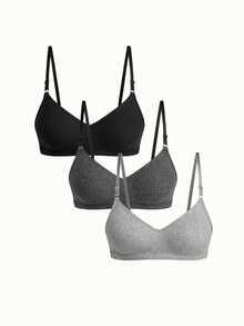 Bonmuse 3pcs/Set Women Comfortable Sleep Soft Cup Wireless Bras, Multiple Colors, Breathable - Multicolor - View 6