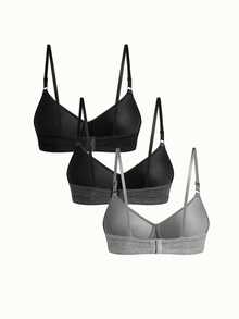 Bonmuse 3pcs/Set Women Comfortable Sleep Soft Cup Wireless Bras, Multiple Colors, Breathable - Multicolor - View 7