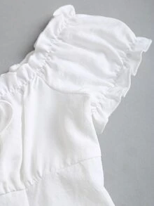 Sweetra Women's Sweet Elegant Cottagecore Romantic White Party Picnic Garden Party Dress Off-Shoulder Puff Sleeve Back Drawstring Waist Asymmetric Ruffle Hem - White - View 5