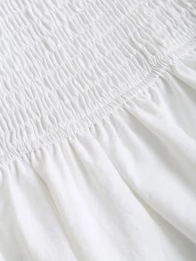 Sweetra Women's Sweet Elegant Cottagecore Romantic White Party Picnic Garden Party Dress Off-Shoulder Puff Sleeve Back Drawstring Waist Asymmetric Ruffle Hem - White - View 7
