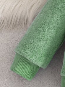 2件組男孩恐龍刺繡保暖柔軟親膚抓絨長袖褲子睡衣套裝 - 綠色 - 查看 6