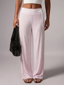 Sovereign Charm Sovereign Charm Women's Colorblock Casual Versatile Daily Travel Sports Long Pants - Pink - View 5