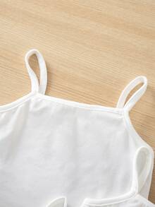 SHEIN 3Random Piece From 8 Designs Young Girl 3pcs White Ribbed Knit Cami Top Back To School - White - View 5