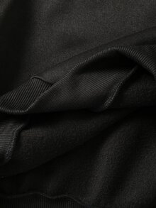 SHEIN Teen Girls Long Sleeve Fleece Autumn Outfits Half Zip Stand Collar Sweatshirt Side Stripe Wide Leg Pants Set Athletic Black Black And White Family - Black - View 6